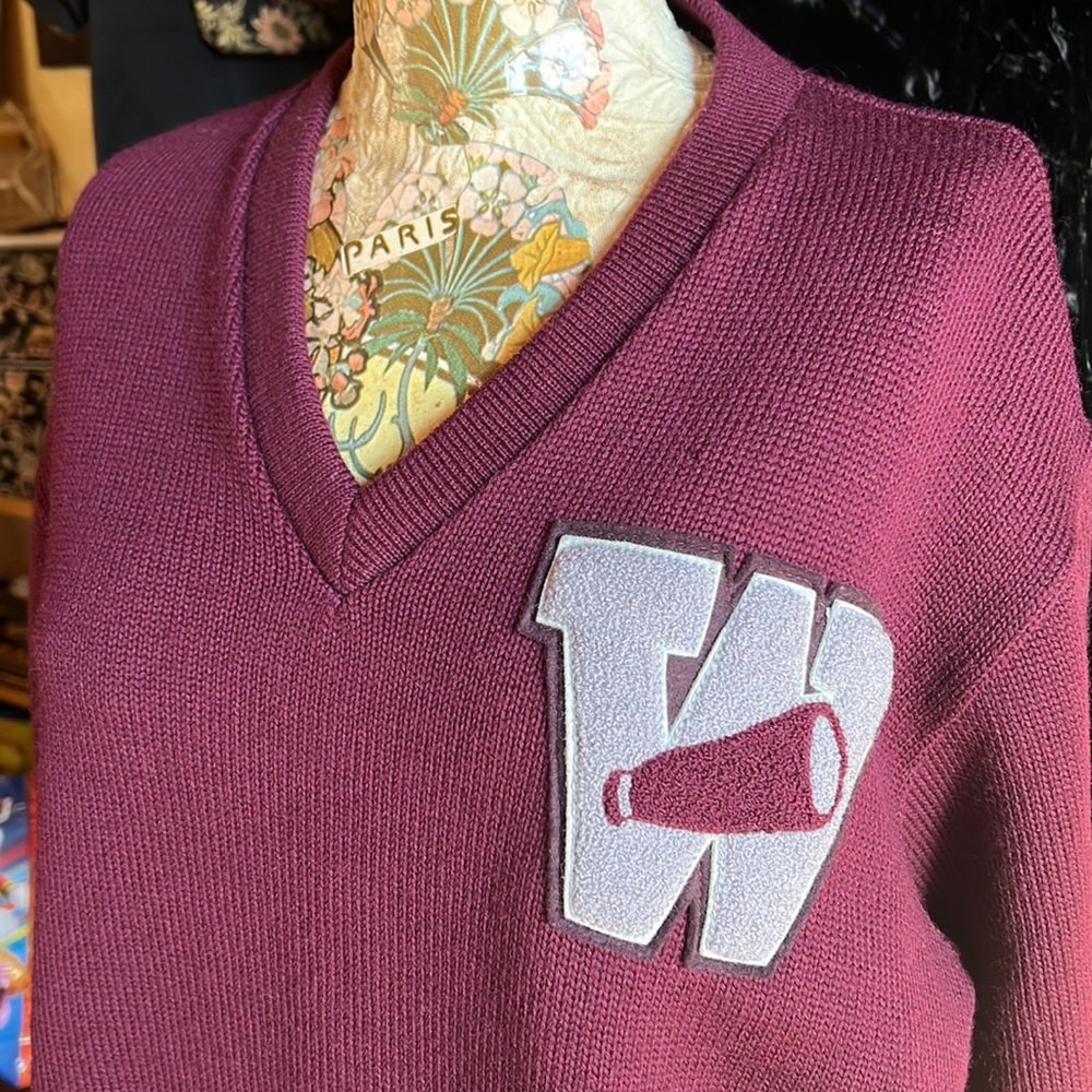 Vintage UNISEX Cheerleader Varsity Letterman Sweater 100% Wool